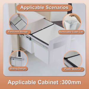 <span class=keywords><strong>Cubo</strong></span> de <span class=keywords><strong>Basura</strong></span> Moderno para Cocina Empotrada, Extraíble, con Función de Empujar y Tirar, de Plástico, Modelo PPD-300B - Product Image 2