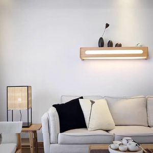 Luminaire mural LED en bois massif de style nordique, lumière blanche chaude, pour miroir, design moderne et minimaliste, luminaire de salle de bain en bois - Product Image 4