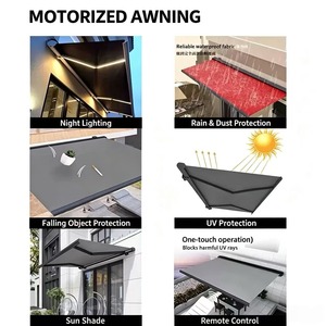 Auvent rétractable motorisé à cassette complète, auvent pliable automatique pour balcon, patio, <span class=keywords><strong>jardin</strong></span>, protection solaire extérieure - Product Image 4