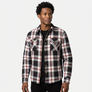 Men's Plaid Long Sleeve <b>Shirt</b> Full Button-Up Chest Pockets Autumn Wear - Product Image 2