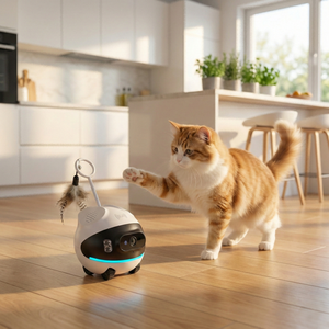 Telecamera Wireless per Animali Domestici in Plastica Stile Classico con Visione Notturna Riutilizzabile per Tracciamento Gatti Soggiorno Natale - Product Image 1