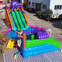 Château gonflable commercial durable en PVC, toboggan aquatique, parc aquatique, parcours d'obstacles, piscine, divertissement extérieur, 100-500 kg