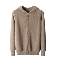 Cardigan en cachemire tricoté pour homme avec capuche, pull doux et chaud pour l'automne et l'hiver