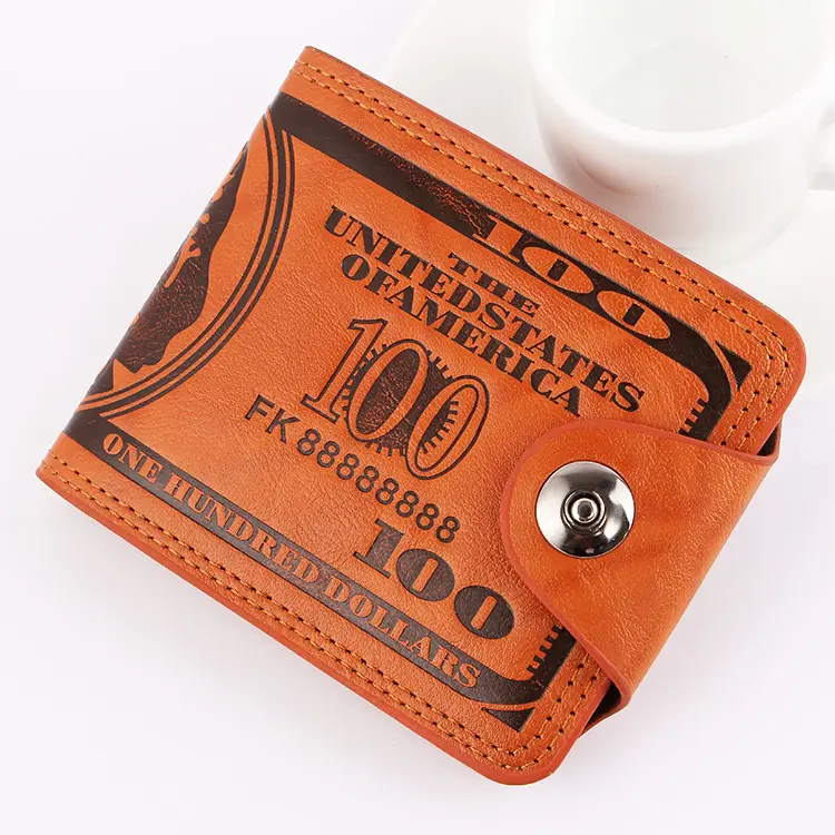 Internet Explosion Two-line Pressure Variable Magnetic Buckle Dollar Pattern Multi-Card Men's Short Slot smart Wallet