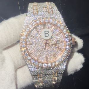 VVS D Color Moissanite Reloj Totalmente Automático Mecánico Movimiento Suizo Lujo Busto Abajo Reloj Diseñador Hip Hop Reloj - Product Image 2