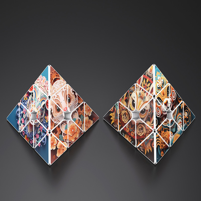Efecto cubo de Rubik piramidal de tercer orden: manipular con precaución.