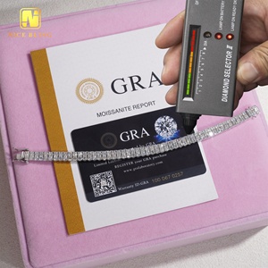 <span class=keywords><strong>Bracciali</strong></span> di Gioielleria alla Moda in Argento <span class=keywords><strong>925</strong></span>, Bracciale Tennis Hip Hop per <span class=keywords><strong>Uomo</strong></span> e Donna, Doppio Strato 3MM con Diamanti Moissanite VVS - Product Image 2