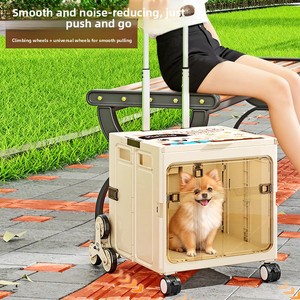 Chariot de <span class=keywords><strong>transport</strong></span> pour animaux de compagnie, pliable, respirant, double porte, <span class=keywords><strong>grande</strong></span> capacité 50 kg, avec roulettes pour grimper les escaliers, pour chats et chiens - Product Image 3