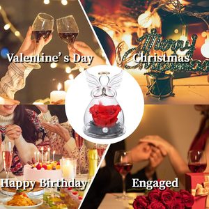 Statua di Angelo in Vetro con Rosa Eterna Conservata, Regalo per Natale, Festa della Mamma, Laurea, Ringraziamento, Anniversario per Donne e Mamme - Product Image 5