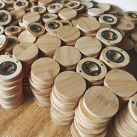 Ouvre-bouteille magnétique en bambou naturel, ouvre-bouteille rond magnétique pour la décoration du réfrigérateur et accessoire de cuisine pour bar à domicile