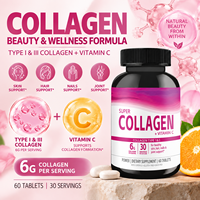 Capsules de collagène Flourisher, peptides de type 1 et 3 et vitamine C pour femmes et hommes, 60 unités, soutien pour les cheveux, la peau, les ongles et les articulations, provenant de bovins nourris à l'herbe
