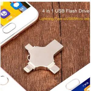 Yuqi 4 In 1 Otg Pen Drive Type C Otg Usb Flash Drive 3.0 Voor I Phone I Pad 16gb 32Gb 64Gb 128Gb 256Gb 4 In 1 Otg Usb Flash Drive