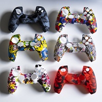 Coque de protection fine en silicone et caoutchouc à transfert d'eau pour manette Dualshock 5, prête à l'emploi, personnalisable