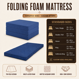 Materasso Pieghevole in Memory Foam da 4 Pollici con Rivestimento in TPU <span class=keywords><strong>e</strong></span> Opzioni di Densità 25D 30D 35D per un Comodo Sonno a Terra <span class=keywords><strong>e</strong></span> Uso Quotidiano - Product Image 2