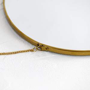 Miroir mural rond moderne de 9,6 pouces avec cadre doré et chaîne de suspension, décoratif pour entrée, couloir, salle de bain - Product Image 6