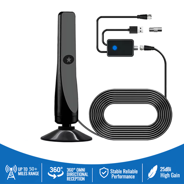Indoor 4K DTMB HDTV Antenna with Amplifier 25dBi High Gain Long Range DVB-T2 HDTV Antenna for Local Free Channels