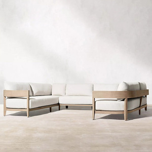 Ensemble <span class=keywords><strong>de</strong></span> meubles <span class=keywords><strong>de</strong></span> <span class=keywords><strong>jardin</strong></span> modernes imperméables <span class=keywords><strong>de</strong></span> luxe <span class=keywords><strong>canapé</strong></span> <span class=keywords><strong>de</strong></span> patio <span class=keywords><strong>canapé</strong></span> d'extérieur sectionnel en bois <span class=keywords><strong>de</strong></span> teck et en aluminium - Product Image 2