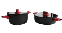 Casserole en aluminium forgé antiadhésive pour la cuisine domestique avec couvercle en verre trempé et couvercle résistant à la chaleur
