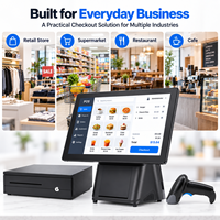 Système de point de vente tactile 15,6 pouces, écran tactile, Windows 10, i5, 8 Go, SSD 256 Go, imprimante 80 mm, scanner pour caisse de magasin de proximité