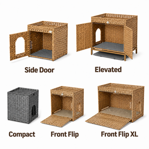 Meuble <span class=keywords><strong>de</strong></span> Luxe Pliable en Faux Rotin pour Bac à Litière, Meuble Moderne Dissimulé pour Chat, Grande Maison Intérieure pour Chats - Product Image 6