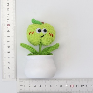 Adornos de plantas pequeñas en maceta de césped artificial transfronterizos, ramo de flores tejido a mano en maceta blanca para sala de estar y bodas - Product Image 2