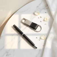Ensemble de bureau portable en métal personnalisable : porte-cartes de visite, stylo signature et porte-clés – Ensemble raffiné et pratique en trois pièces pour