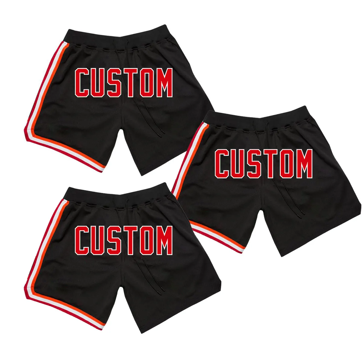 Pantaloni da basket traspiranti in rete con stampa a sublimazione di colore rosso classico di alta qualità