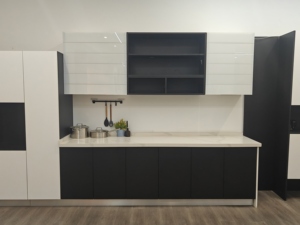Set di <span class=keywords><strong>Mobili</strong></span> da <span class=keywords><strong>Cucina</strong></span> Modulari Personalizzati con Scaffale Aperto, Design Moderno per Appartamenti, Top in Marmo Artificiale/Laminato - Product Image 1