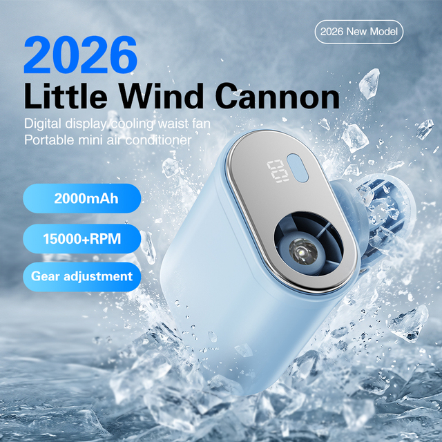 New Arrival Portable High-Temperature Outdoor USB Powered 5-Speed Ultra-Quiet Camping Fan with Waist-Mounted Umbrella Clip Bag