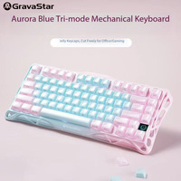 Keyboard Mekanik GravaStar K1 Lite dengan Keycaps Jelly, Nirkabel dan Berkabel Bluetooth, Gasket Ujian Mock Ketiga