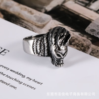 Bague tête de dragon de style chinois, bijoux unisexes en acier titane SA882