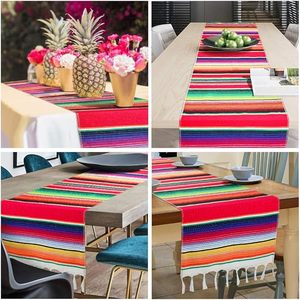 Mantel Mexicano Serap al por Mayor, 14*84 Pulgadas, Decoración <span class=keywords><strong>para</strong></span> Bodas y Fiestas, Borla <span class=keywords><strong>para</strong></span> Mesa, Bandera, Picnic al Aire Libre, Rayas, Algodón, Tejido a Mano - Product Image 4