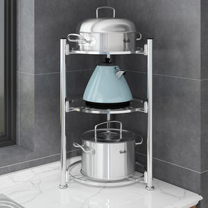 Estante de acero inoxidable para ollas, organizador de almacenamiento de cocina, estante multifuncional de pie para utensilios de cocina y herramientas. - Product Image 3