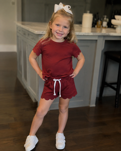 GSSO3778 Rts Little Active Girl MARMOON ชุดเด็กผู้หญิงแขนสั้นลายพิมพ์เรียบ ผ้าวอร์สเตด สำหรับโยคะ มีสินค้าพร้อมส่ง - Product Image 1