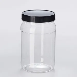Pot en plastique transparent de qualité alimentaire 1000 ml 750 ml 500 ml 250 ml pour biscuits, bonbons, beurre de cacahuète, <span class=keywords><strong>miel</strong></span>, confitures - Product Image 1
