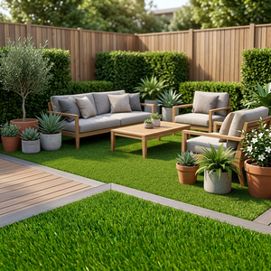 Gazon artificiel en polypropylène, tapis de gazon vert, durable, imperméable, facile à installer, décoration murale pour jardin et cour - Product Image 3