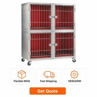 Cage à oxygène mobile solide en acier inoxydable 304 avec port d'oxygène pour clinique vétérinaire, soins d'urgence, hôpital vétérinaire, utilisation en soins intensifs