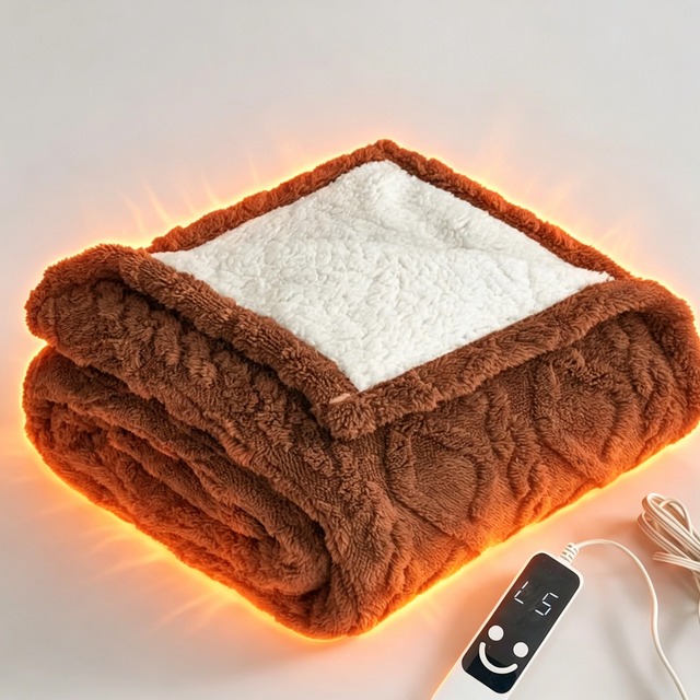 Electric Heated Blanket Winter Bed Use Soft Flannel Sherpa Fast Heating Overheat Protection Auto Shut Off Home Office