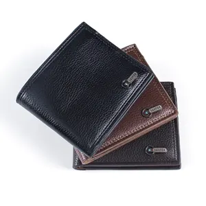 Fashion Man's Wallet Leather 3 Fold Pu Leather Mens Card Holder Customized Logo Lychee Pattern Wallet Rfid Wallet For Men