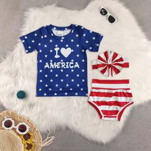 Venta al por mayor 2026 <span class=keywords><strong>Ropa</strong></span> Patriótica para Niños 4 <span class=keywords><strong>de</strong></span> Julio Conjunto <span class=keywords><strong>de</strong></span> 2 Piezas: Camiseta <span class=keywords><strong>de</strong></span> Seda Láctea con Estampado 'BABE & I Love America' y Pantalones Cortos con Volantes - Product Image 6