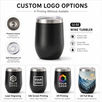 Gobelet isotherme à double paroi en forme d'œuf de 12 oz avec couvercle, personnalisable avec logo, en acier inoxydable, pour vin et boissons