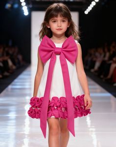 Elegante Abito da Cerimonia per Bambine con Fiocco, per Feste, Compleanni, Spettacoli, Motivo Floreale, Decorazione per Bambini - Product Image 6