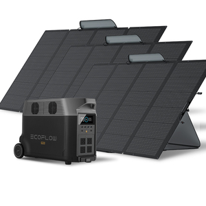 EcoFlow DELTA 3000+ con Tre Pannelli Solari da 400W, Stazione di Alimentazione Portatile, Illuminazione LED, Potenza Nominale 3000W, Onda Sinusoidale Pura, per Auto - Product Image 1