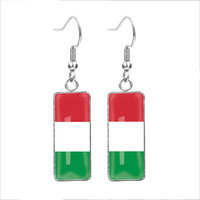 Boucles d'oreilles pendantes créatives en acier inoxydable sur le thème de la hyperbole, avec drapeaux de plusieurs pays - Bijoux de fête pour femmes