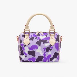 Bolsa Transversal Feminina Personalizada com Estampa Camuflada Pastel, Bolsa de Mão Tipo Barril com Alça Superior, Alça Removível, Bolsa de Ombro Casual Estilo Nuvem Camuflada - Product Image 3