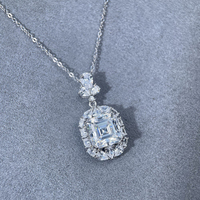 Collier pendentif Mlluki Moissanite en argent sterling 925, coupe Asscher, grand 5 carats, forme cube de sucre, pour femme, style INS, ras du cou