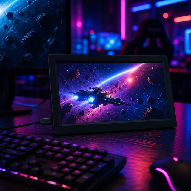 7 Inch IPS LCD Gaming Monitor 1024x600 Compact Portable Screen with AV Input USB TF Media Player for Security Camera Monitoring