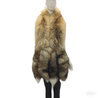 YR852A luxe véritable fourrure de renard roux châle peau entière couleur naturelle Cape d'hiver avec queues