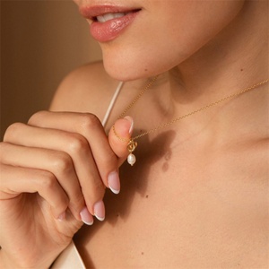 Dainty Elegant Pearl Jewelry Set 18k Gold Plated Stainless Steel Knot Pearl Pendant Necklace Earrings Jewelry Sets for Women - Product Image 3
