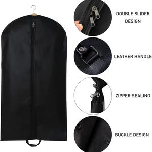 2025 Luxury Black Eco-Friendly Non-Woven Mens <b>Clothes</b> Dust Suit Cover Custom Logo Cheap Customizable Garment <b>Bag</b> with Zipper - Product Image 3